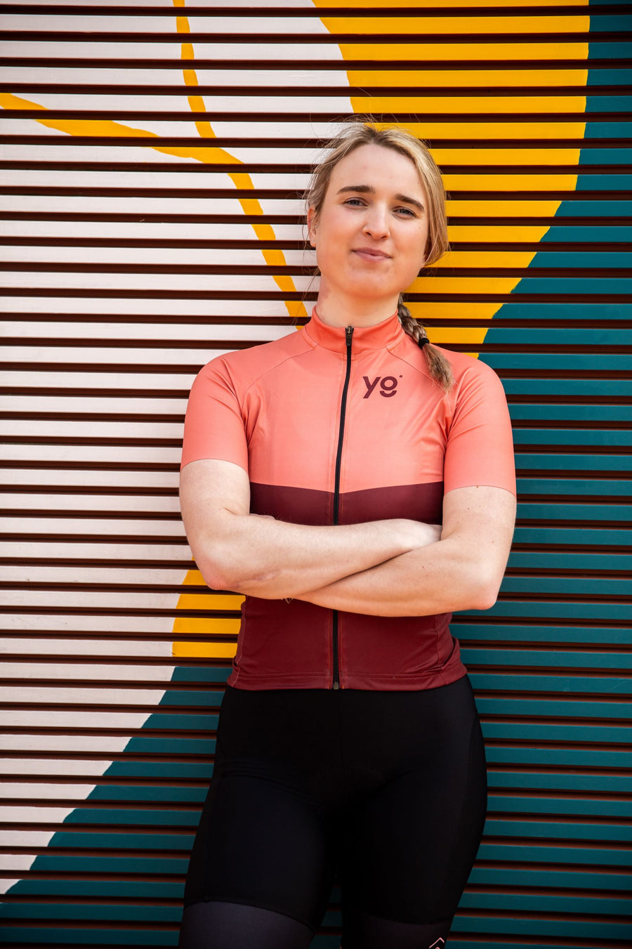 coral red cycling jersey women