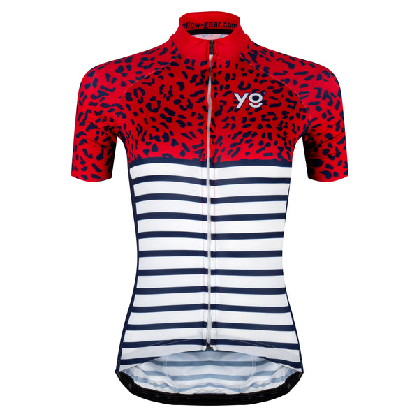 Striped Leopard Women cycling jersey Yellow Gear